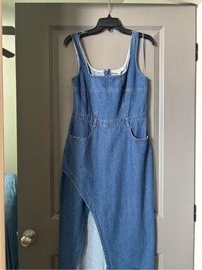 Denim Tank Maxi Dress in Medium Blue - Classic Women's Style